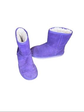 Kool Abuts UGG Purple Short Suede Winter Boots Girls 4